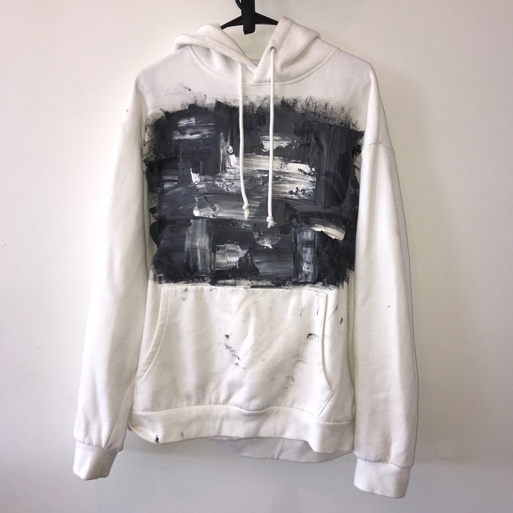 White, custom painted hoodie